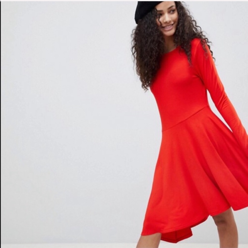 ASOS Mini Swing Dress with Asymmetric Hem